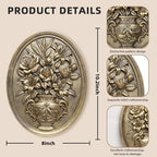 Newinhome Vintage Flower Wall Sculpture, Antique Wall Decor, Hand Painted Wall Decorations with Embossed Flower Design, Antique Pediment, Gold Decor for Living Room Bedroom Hallway, Unique Gifts - Image 3