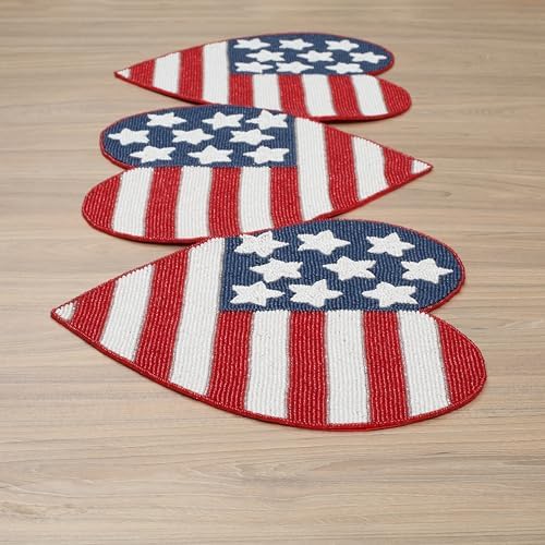 Lightnpro Beaded Table Runner 13x36 Inch - American Flag Design Heart Shape Patriotic Table Décor for 4th of July, Independence Day, Christmas Thanksgiving Holidays & Special Events - Red Blue White - Image 6