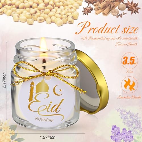 MTLEE 24 Pcs Eid Mubarak Scented Soy Candles 1.8 oz Glass Ramadan Scented Candle Gifts for Women Muslim Islamic Gifts for Family Eid Party Favors Table Decorations - Image 2