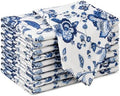 Taran Living Set of 12 Blue Cloth Napkin, Floral Print on 100% Cotton, Absorbent Napkin for Everyday Dining, Guest Dinners, 18X18 inch, Soft and Washable. by TARANLIVING