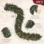 2PCS 12FT (24FT) Pre-Lit Cedar Christmas Garland with Lights, Mantel Decor. - Image 4