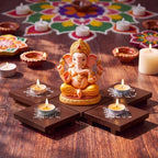 Kolam Trays Indian Return Gifts, Ganesh Pooja Chowki, 24 Pcs, Brown - Image 4