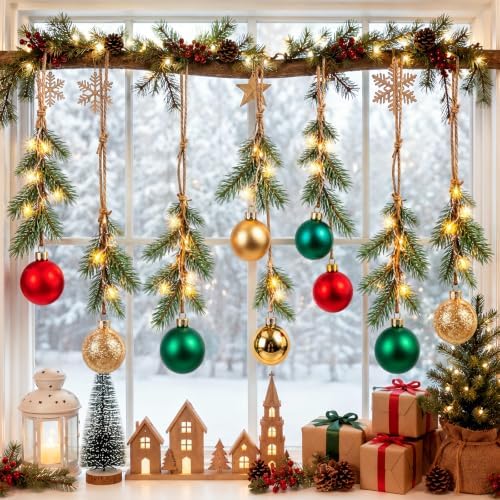 10 Set 16'' Lighted Christmas Ball Ornaments Window Hanging Decorations by Amyhill