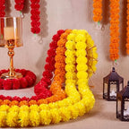 Giegxin 15 Pack 5ft Marigold Garland for Decor, Red, Orange, Yellow - Image 4