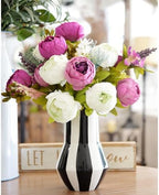 FiveSeasonStuff Mixed White & Fuchsia Artificial Peony Bouquet Set of 2 - Image 5