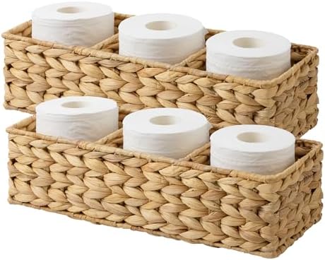 StorageWorks Toilet Paper Basket, Large Toilet Tank Basket, Water Hyacinth by StorageWorks