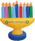Zion Judaica 7' Colorful Inflatable Hanukkah Menorah for Indoor or Outdoor Decoration with LED Night Glowing Lights Hanukah Lawn Blowup Menorah - 7' x 7' (Multi-Color) - Image 4