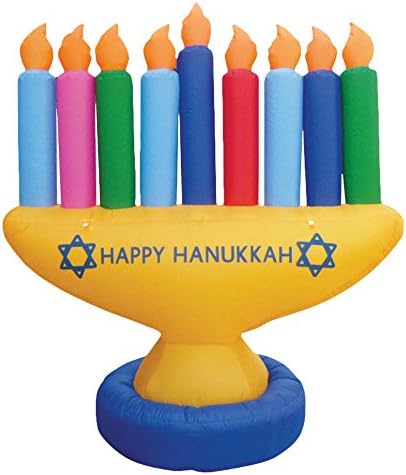 Zion Judaica 7' Colorful Inflatable Hanukkah Menorah for Indoor or Outdoor Decoration with LED Night Glowing Lights Hanukah Lawn Blowup Menorah - 7' x 7' (Multi-Color) - Image 4
