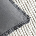 Foindtower Decorative Linen Fringe Throw Pillow Covers 26×26 Inch,Gray - Image 3