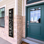 Welcome-ish Standing for Front Porch Sign 45"X9" Wood Black - Image 7