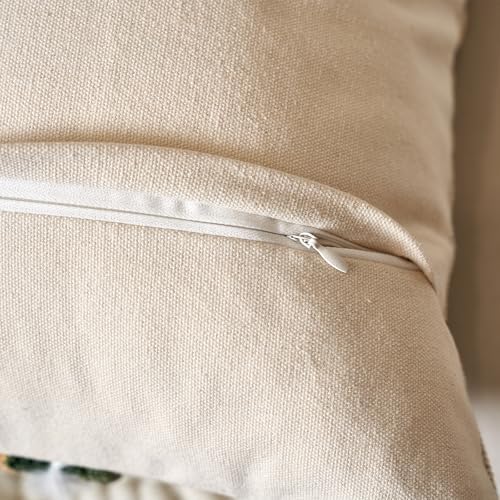 Aeckself Boho Chenille Tufted Throw Pillow Covers 18x18 Inch Set of 2, Farmhouse Decorative Striped Square Pillow Covers Accent Neutral Pillowcase for Living Room Couch Bed, Green - Image 4