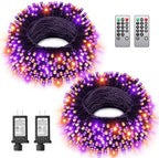 2Packs 380 LED Halloween Lights, Each 125FT String Lights 8 Lighting Modes & Timer Memory, Outside Waterproof Strings Lights for Trees Gardens Yard Holiday Decorations, Purple and Orange by JIXXULVU