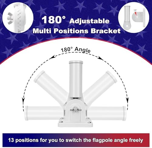 ZMTECH 5FT Flag Pole Kit with Solar Light and Proud American Flag, Adjustable Bracket and Upgraded Tangle-Free Ring 1" Stainless Steel Flagpole for Day and Night, Residential, Commercial, White - Image 6