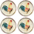 UPware Country Rooster Melamine Round Dessert Plates, Small Serving Plates, for Appetizer, Snacks, and Side Dishes, Multicolor, 6 Inch, Set of 4 by UPware