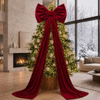 Canlierr Large Christmas Tree Topper Bow Decorations 27 x 78 in Velvet Red - Image 6
