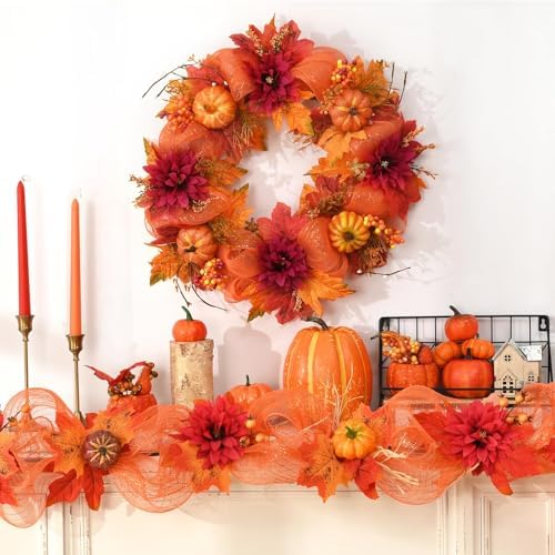 20 Inch Fall Wreaths for Front Door, Fall Decorations for Home - Image 4