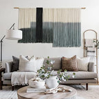 Macrame Wall Hanging Grey Dip Dye Large Boho Fiber Wall Art Decor 57"W*35"L - Image 2