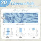 30 Pack Baby Blue Cheesecloth Table Runner 17 x 108 inch Cheese Cloth Table Runners 9ft Blue Table Runner Rustic Romantic Sheer Gauze Runner for Wedding Party Baby Shower Table Decoration - Image 2