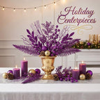 Purple 66 Pcs Christmas Glitter Picks and Sprays, Xmas Artificial Floral Stems Branches Berry Leaf Pine for Tree Topper Wreath Garland Centerpiece Holiday Party Home Decor - Image 4