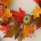 MIZII Fall Wreaths for Front Door 19 inch Yellow Fall Wreath with Artificial Maple Leaves Pumpkin Autumn Leaf Thanksgiving Halloween Harvest Door Decorations for Wall Porch Home Decor (Yellow) - Image 4