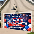 American 250th Birthday Garage Door Cover Decorations, 4th of July Photograph Backdrop America USA Banner 250th Anniversary Garage Door for Independence Day Patriotic Party Outdoor Decor Banners (E) - Image 2