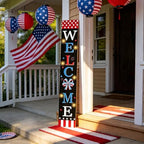 4th of July Welcome Sign with LED Lights, 47" Patriotic Wooden Door Porch Standing Decor Signs, Independence Day 250th Front Door Porch Decor, Memorial Day Home Yard Party Wall Hanging Decoration - Image 6