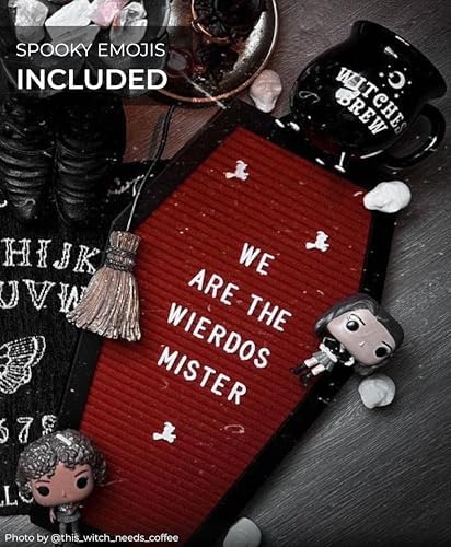 Nomnu Coffin Letter Board, Red Gothic Decor w/Bat Stickers, Spooky Emojis - Image 2