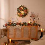 DecorbyHannah 6ft Fall Garland for Mantle with Lights & Pumpkin Hydrangea - Image 3