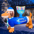 4FT Inflatable Hanukkah Dog Carrying Menorah Decoration Built-in LED Lights Chanukkah Inflatable Puppy Decor Hanukkah Menorah Blow Up Decorations Outdoor Indoor Yard Garden Lawn Home Party - Image 3