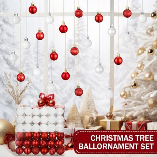 Shappy 216 Pcs Mini Christmas Ball Ornament 1.18 Inch,Red, White - Image 5
