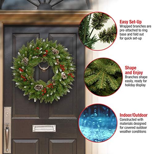 National Tree Company 24in Unlit Frosted Berry Artificial Christmas Wreath - Image 4