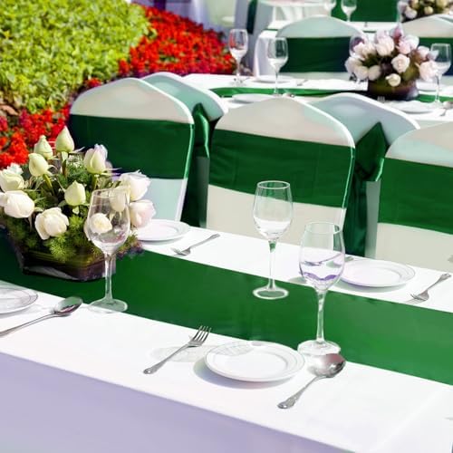 Bencailor 24 Pcs Dark Green Satin Table Runners Bulk, 12 x 108 Inch - Image 4