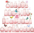 Glass Bud Vases in Bulk Set of 30 Pcs,Small Glass Vases for Flowers as Wedding Centerpieces for Tables,Clear Flower Vases Suitble for Wedding Decorations,Home Decor (Light Pink, 30 pcs) by earthgadgets