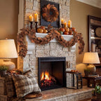 Yunlly Fall Magnolia Leaf Garland and Wreath Set, Brown Color, 2 Pcs - Image 5