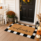 Tinideya 2 Pcs Fall Welcome Layered Doormat Set for Front Porch by Tinideya