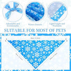 Abbylike 50 Pcs Winter Dog Bandanas Bulk, Blue Snowflake Snowman Penguin - Image 3