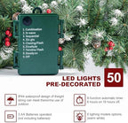 9Ft Artificial Christmas Garland with 50 Lights, Xmas Holiday Decoration Snow Flocked Artificial Garland with Pinecones Berries for Stairs Fireplaces Wall Door for Stairs - Image 2
