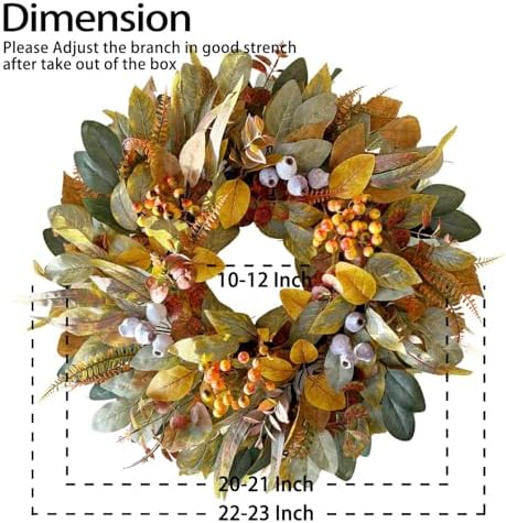 WANNA-CUL 22 Inch Eucalyptus Fall Front Door Wreath Harvest Farmhouse Decor - Image 4