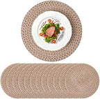 12 Pcs Jute Woven Placemats 12 Inches Boho Rustic Table Mats, Natural by Acellegic