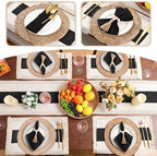 4 Sets Boho Table Runner and Woven Round Placemats Set, Black, 12x72 - Image 5