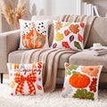 Mixweer 4 Pcs Fall Pillow Covers Set, 18 x 18 Inch Embroidered Autumn Throw Pillow Cases, Harvest Thanksgiving Square Throw Cushion Cover for Couch Sofa Bed Home Decoration by Mixweer