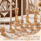 Mumufy 48 Pcs Gold Crystal Taper Candle Holders with Flameless Candles - Image 2