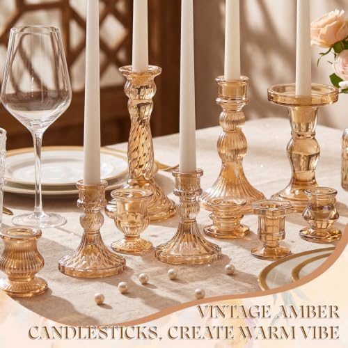 Mumufy 48 Pcs Gold Crystal Taper Candle Holders with Flameless Candles - Image 2