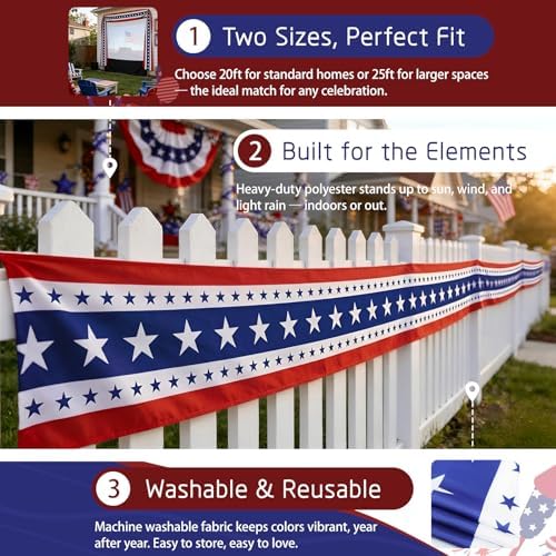 USA Bunting Flag 4th of July Red White Blue American Patriotic Independence Day and Memorial Days Decorations - Image 5