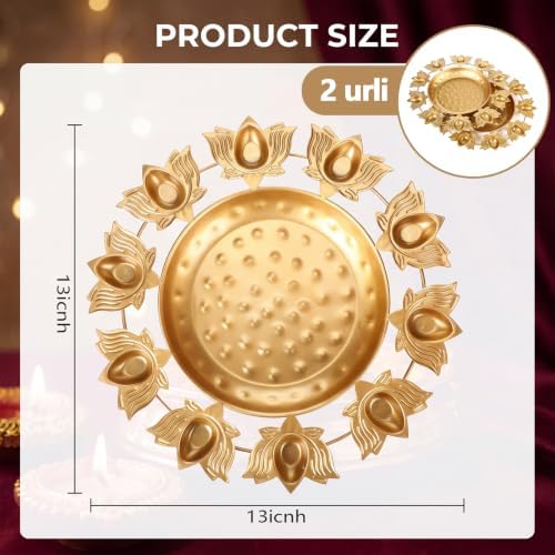 LemonRoad 2 Pack 13 Inch Decorative Urli Bowls for Diwali Diya Lotus Decor - Image 2