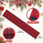 HunnmingRe 6 Pcs Red Christmas Tartan Plaid Table Runner 13 x 72 - Image 2