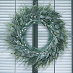 32" Large Artificial Eucalyptus Wreath with Seeds for Front Door(Green) by YXZZWL