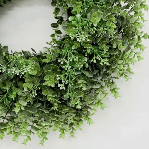 26'' Large Boxwood Wreath for Front Door Window Porch Artificial Boxwoods Greenery Leaves Outdoor Indoor Wreath for Home Door Farmhouse Wall Decor Spring Summer All Seasons Green - Image 3