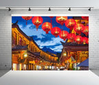 BELECO 12x10ft Fabric Traditional Chinese Town Backdrop Historic Town Street Night View Red Lanterns Holiday Background China Spring Festival New Year Party Decorations Banner Photoshoot Studio Props - Image 2