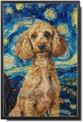 Metal Sign Tin Sign Vintage Wall Art Poodle Starry Night Poodle Chic Poodle in Night for Home Salon and Seasonal Celebrations Waterproof Aluminum 8×12 Inches with Metal Frame by YmyooForTinSign